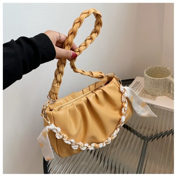 Y2K Statement Chain Ruched Shoulder Bag/Multiple colors available - Picture 12 of 16